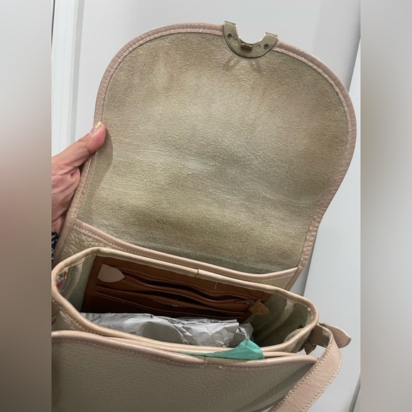 Vintage Dooney & Bourke Compartment Flap Bag in Bone with Bone Trim - Picture 9 of 13